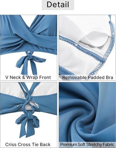 GRAPENT High Waisted Bikini Sets for Women Twist Front Tie Back 2 Piece Bathing Suit V Neck Ruched Swimsuits Bikinis in Kuwait