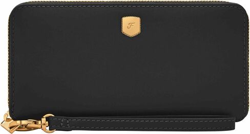Fossil Women's Lennox Leather Zip Around Clutch Wallet, Black (Model: SL10037001) in Saudi Arabia