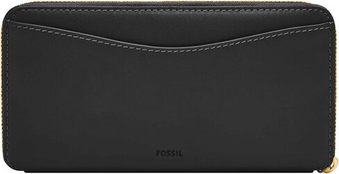 Fossil Women's Lennox Leather Zip Around Clutch Wallet, Black (Model: SL10037001) in Saudi Arabia