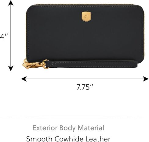 Fossil Women's Lennox Leather Zip Around Clutch Wallet, Black (Model: SL10037001) in Saudi Arabia