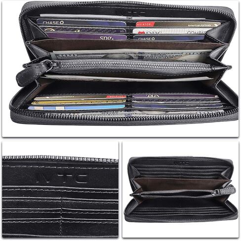 Genuine Leather Wallet for Women Dual Use Zip Long Purse Vintage Handmade Clutch Cowhide Card Holder Organizer(Darkgrey) in Saudi Arabia