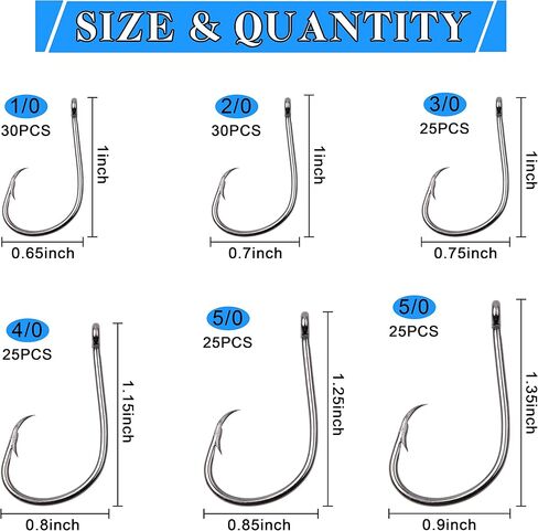 Circle Hooks Saltwater Fishing Hooks Set, Inline Octopus Circle Hooks Straight Eye Barbed High Carbon Steel Wire Hook 1/0-6/0 in Saudi Arabia