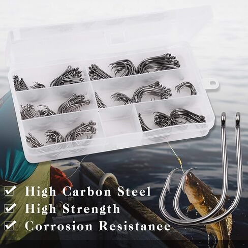Circle Hooks Saltwater Fishing Hooks Set, Inline Octopus Circle Hooks Straight Eye Barbed High Carbon Steel Wire Hook 1/0-6/0 in Saudi Arabia