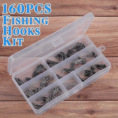 Circle Hooks Saltwater Fishing Hooks Set, Inline Octopus Circle Hooks Straight Eye Barbed High Carbon Steel Wire Hook 1/0-6/0 in Saudi Arabia