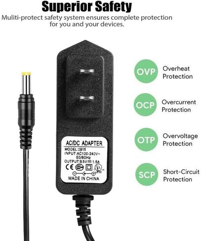 9.5V AC/DC Adapter for Casio Keyboard Power Cord ADE95100LU ADE95100B AD-E95100L Power Adapter in Kuwait