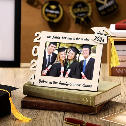 2024 Graduation Tassel Photo Frame for 4 x 6 Inches Pictures,wooden Inspirational Graduation Picture Frame Class of 2024 Graduation Shadow Box Picture Frame Gifts for Friend Party Decoration in Saudi Arabia