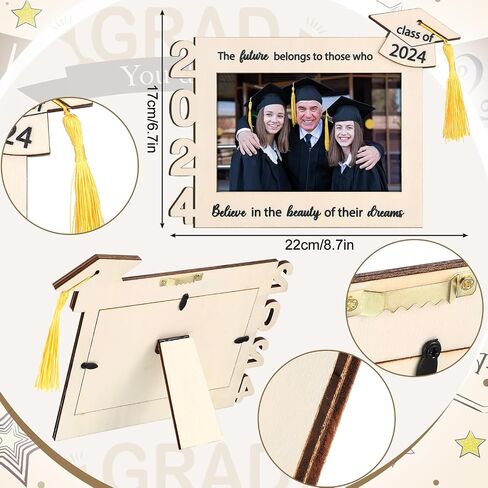 2024 Graduation Tassel Photo Frame for 4 x 6 Inches Pictures,wooden Inspirational Graduation Picture Frame Class of 2024 Graduation Shadow Box Picture Frame Gifts for Friend Party Decoration in Saudi Arabia