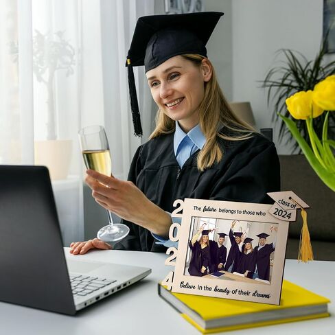 2024 Graduation Tassel Photo Frame for 4 x 6 Inches Pictures,wooden Inspirational Graduation Picture Frame Class of 2024 Graduation Shadow Box Picture Frame Gifts for Friend Party Decoration in Saudi Arabia