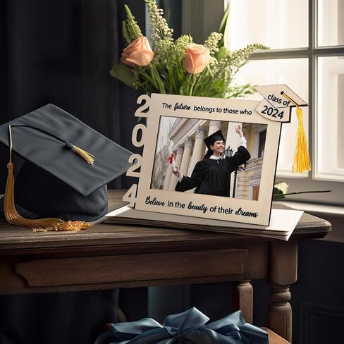 2024 Graduation Tassel Photo Frame for 4 x 6 Inches Pictures,wooden Inspirational Graduation Picture Frame Class of 2024 Graduation Shadow Box Picture Frame Gifts for Friend Party Decoration in Saudi Arabia