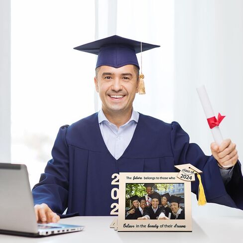 2024 Graduation Tassel Photo Frame for 4 x 6 Inches Pictures,wooden Inspirational Graduation Picture Frame Class of 2024 Graduation Shadow Box Picture Frame Gifts for Friend Party Decoration in Saudi Arabia