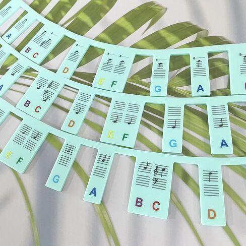 Piano Notes Guide for Beginner-88 Key Full Size Removable Silicone Piano Keyboard Notes Labels for Learning, Made of Silicone Piano Notes Strip for Learning Piano, No Need Stickers, Reusable（Green) in Saudi Arabia