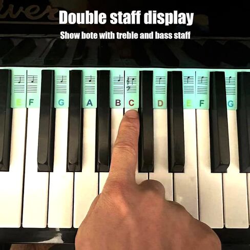 Piano Notes Guide for Beginner-88 Key Full Size Removable Silicone Piano Keyboard Notes Labels for Learning, Made of Silicone Piano Notes Strip for Learning Piano, No Need Stickers, Reusable（Green) in Saudi Arabia