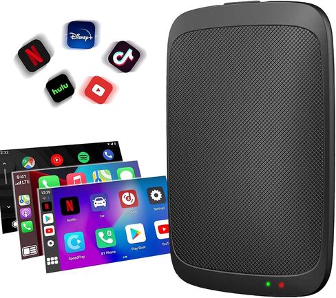 محول Carplay لاسلكي 4 في 1/محول Android تلقائي لاسلكي صندوق سحري سلكي لتوصيل وتشغيل دونجل Carplay اللاسلكي يدعم YouTube وNetflix وانعكاس الشاشة مناسب لنظام CarPlay السلكي ونظام Android التلقائي in Saudi Arabia