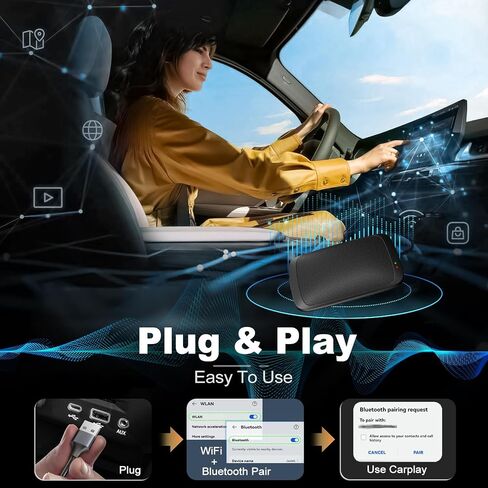 محول Carplay لاسلكي 4 في 1/محول Android تلقائي لاسلكي صندوق سحري سلكي لتوصيل وتشغيل دونجل Carplay اللاسلكي يدعم YouTube وNetflix وانعكاس الشاشة مناسب لنظام CarPlay السلكي ونظام Android التلقائي in Saudi Arabia