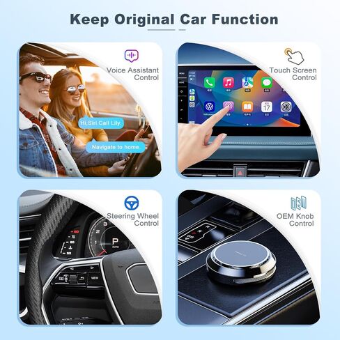 محول Carplay لاسلكي 4 في 1/محول Android تلقائي لاسلكي صندوق سحري سلكي لتوصيل وتشغيل دونجل Carplay اللاسلكي يدعم YouTube وNetflix وانعكاس الشاشة مناسب لنظام CarPlay السلكي ونظام Android التلقائي in Saudi Arabia