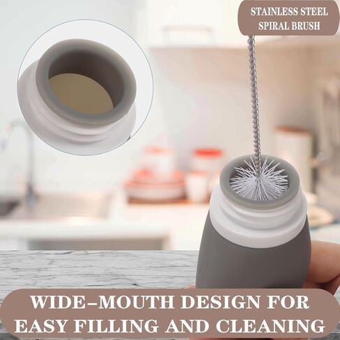 4 عبوات 2 أونصة. اضغطي على زجاجات تتبيلة السلطة باستخدام فرشاة التنظيف | حاوية تتبيلة سلطة صغيرة جاهزة للاستخدام | زجاجات بهار زجاجة صلصة محمولة | سيليكون صالح للطعام، خالٍ من مادة BPA in Kuwait