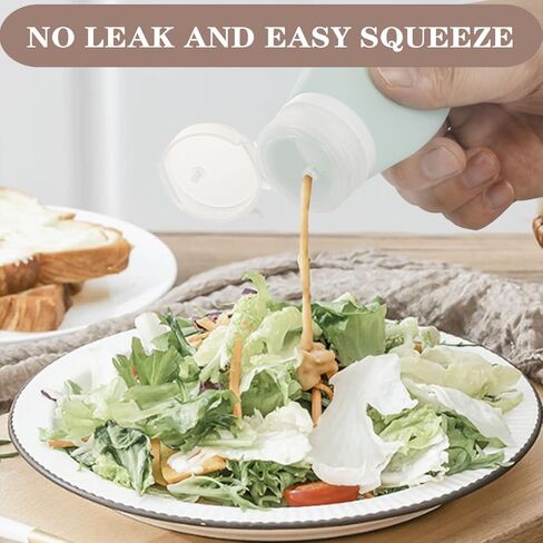 4 عبوات 2 أونصة. اضغطي على زجاجات تتبيلة السلطة باستخدام فرشاة التنظيف | حاوية تتبيلة سلطة صغيرة جاهزة للاستخدام | زجاجات بهار زجاجة صلصة محمولة | سيليكون صالح للطعام، خالٍ من مادة BPA in Kuwait