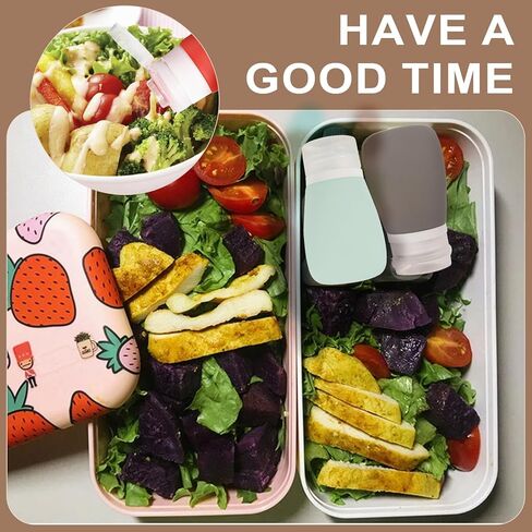 4 عبوات 2 أونصة. اضغطي على زجاجات تتبيلة السلطة باستخدام فرشاة التنظيف | حاوية تتبيلة سلطة صغيرة جاهزة للاستخدام | زجاجات بهار زجاجة صلصة محمولة | سيليكون صالح للطعام، خالٍ من مادة BPA in Kuwait