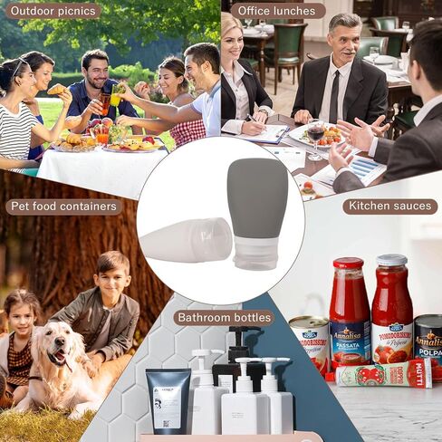 4 عبوات 2 أونصة. اضغطي على زجاجات تتبيلة السلطة باستخدام فرشاة التنظيف | حاوية تتبيلة سلطة صغيرة جاهزة للاستخدام | زجاجات بهار زجاجة صلصة محمولة | سيليكون صالح للطعام، خالٍ من مادة BPA in Kuwait