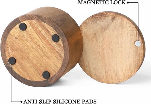 صندوق ملح أو توابل من خشب السنط مع غطاء دوار لسطح المطبخ، حافظة ملح مع ملعقة مدمجة، ديكور مطبخ المزرعة الحديث لتخزين الملح والأعشاب والتوابل أو التوابل in Kuwait