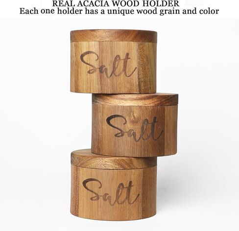 صندوق ملح أو توابل من خشب السنط مع غطاء دوار لسطح المطبخ، حافظة ملح مع ملعقة مدمجة، ديكور مطبخ المزرعة الحديث لتخزين الملح والأعشاب والتوابل أو التوابل in Kuwait