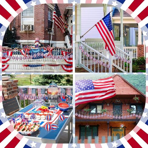 Chuangdi Independence Day Hanging Ball Ornaments 4th of July Hanging Decoration Star Patriotic Hanging Tree Ornaments Decoration Striped Ball Ornaments for Tree Independence Day(12 Pieces, Striped) in Saudi Arabia