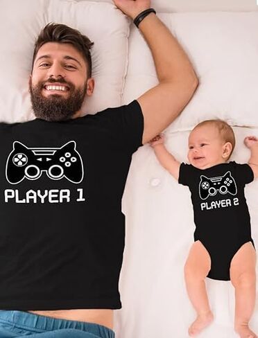 Tstars Gamer أبي وابنه قمصان متطابقة، ملابس يوم الآباء، لاعب 1 و2، أبي وأنا in Saudi Arabia
