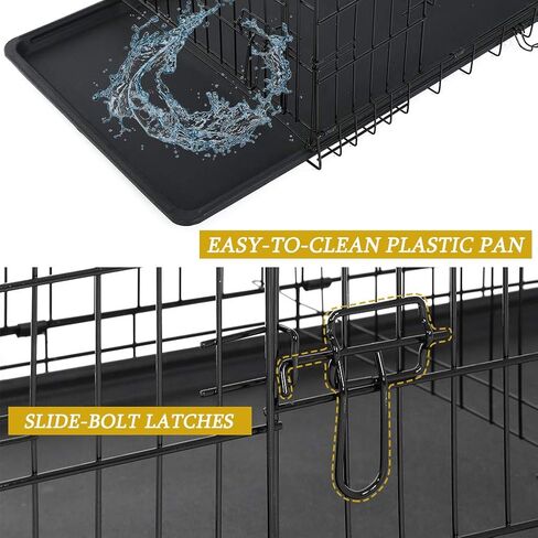 Large Dog Crate Dog Cage Medium Dog Kennel Animal Pet Crate Pet Cage Metal Wire Double Door Folding Fully Equipped Outdoor Indoor with Plastic Tray and Handle (36") in Saudi Arabia
