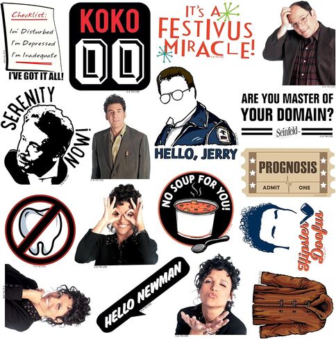 Seinfeld 2nd Variety 50ct Vinyl Large Deluxe Stickers Variety Pack - Laptop, Water Bottle, Scrapbooking, Tablet, Skateboard, Indoor/Outdoor in Kuwait