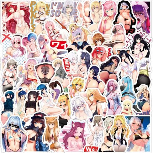 50PCS Anime Sexy Girl Laptop Stickers for Adult, Waterproof Decals Stickers for Water Bottle Laptop Car Bike Luggage Trolley Case Decoration Skateboard Motorcycle (Sexy Girl Stickers Style3) in Saudi Arabia