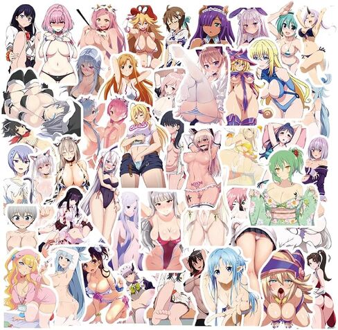 50PCS Anime Sexy Girl Laptop Stickers for Adult, Waterproof Decals Stickers for Water Bottle Laptop Car Bike Luggage Trolley Case Decoration Skateboard Motorcycle (Sexy Girl Stickers Style3) in Saudi Arabia