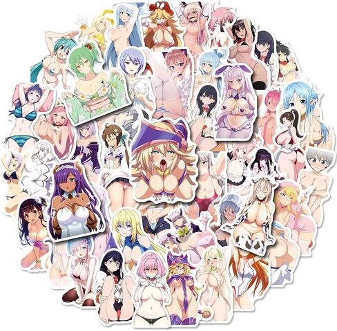 50PCS Anime Sexy Girl Laptop Stickers for Adult, Waterproof Decals Stickers for Water Bottle Laptop Car Bike Luggage Trolley Case Decoration Skateboard Motorcycle (Sexy Girl Stickers Style3) in Saudi Arabia