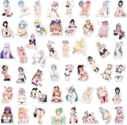 50PCS Anime Sexy Girl Laptop Stickers for Adult, Waterproof Decals Stickers for Water Bottle Laptop Car Bike Luggage Trolley Case Decoration Skateboard Motorcycle (Sexy Girl Stickers Style3) in Saudi Arabia