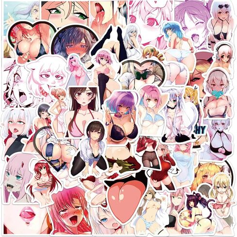 50PCS Anime Sexy Girl Laptop Stickers for Adult, Waterproof Decals Stickers for Water Bottle Laptop Car Bike Luggage Trolley Case Decoration Skateboard Motorcycle (Sexy Girl Stickers Style3) in Saudi Arabia