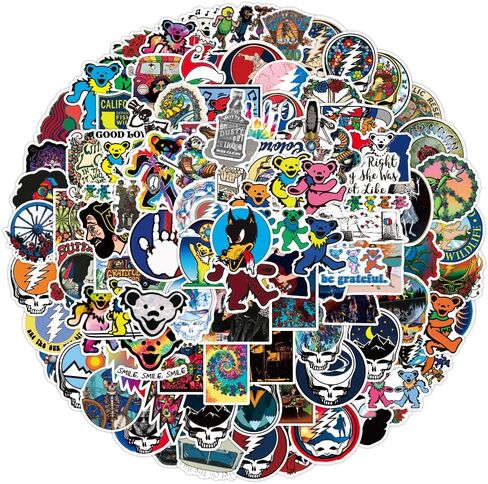 100pcs Trippy Stickers for Water Bottles Skateboard Laptop Phone Luggage Case Guitar,Waterproof Vinyl Band Graffiti Decals for Kids Teens Adults in Saudi Arabia