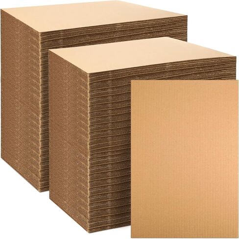 100 Pcs Corrugated Cardboard Sheets Set Corrugated Packaging Pads Paper Flat Cardboard Filler Inserts Sheet Pads Rectangle for Delivering Packing Separators Art Crafts Supplies (Brown, 4 x 6 Inch) in Saudi Arabia