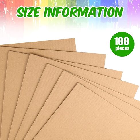 100 Pcs Corrugated Cardboard Sheets Set Corrugated Packaging Pads Paper Flat Cardboard Filler Inserts Sheet Pads Rectangle for Delivering Packing Separators Art Crafts Supplies (Brown, 4 x 6 Inch) in Saudi Arabia