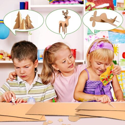 100 Pcs Corrugated Cardboard Sheets Set Corrugated Packaging Pads Paper Flat Cardboard Filler Inserts Sheet Pads Rectangle for Delivering Packing Separators Art Crafts Supplies (Brown, 4 x 6 Inch) in Saudi Arabia