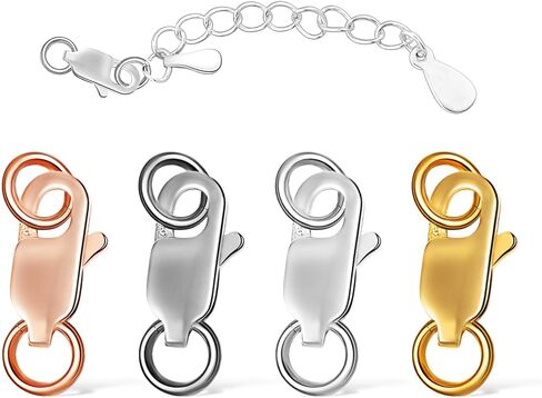 أساور مخلب المشبك مع حلقات القفز المغلقة 4 قطعة المشابك قلادة والإغلاق أساور المشابك لصنع المجوهرات أساور فضية in Kuwait