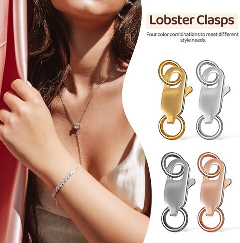 أساور مخلب المشبك مع حلقات القفز المغلقة 4 قطعة المشابك قلادة والإغلاق أساور المشابك لصنع المجوهرات أساور فضية in Kuwait