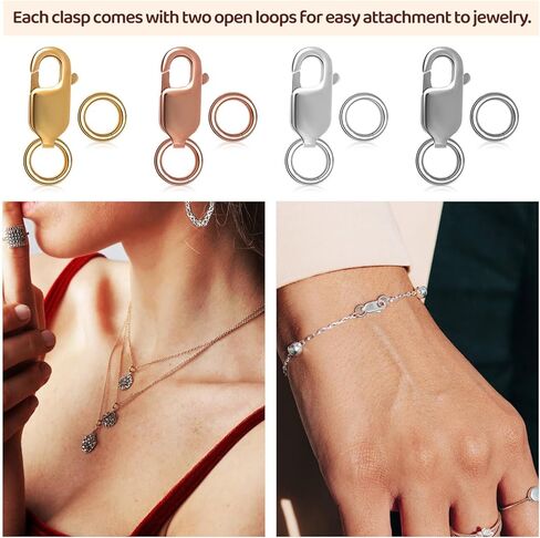 أساور مخلب المشبك مع حلقات القفز المغلقة 4 قطعة المشابك قلادة والإغلاق أساور المشابك لصنع المجوهرات أساور فضية in Kuwait