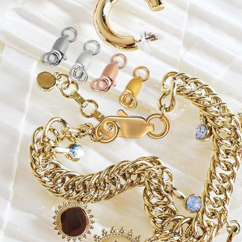 أساور مخلب المشبك مع حلقات القفز المغلقة 4 قطعة المشابك قلادة والإغلاق أساور المشابك لصنع المجوهرات أساور فضية in Kuwait