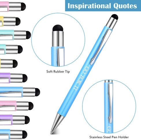 Outus 10 Pieces Inspirational Quotes Pen Motivational Ballpoint Pen with Stylus Tip Employee Appreciation Pens Colorful Metal Black Ink Pens Encouraging Stylus Pen for Christmas Gift in Saudi Arabia