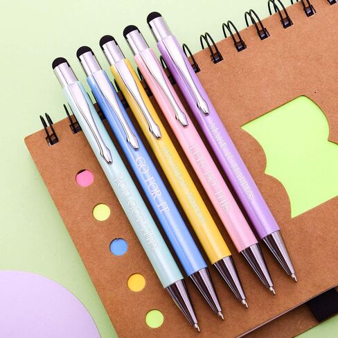 Outus 10 Pieces Inspirational Quotes Pen Motivational Ballpoint Pen with Stylus Tip Employee Appreciation Pens Colorful Metal Black Ink Pens Encouraging Stylus Pen for Christmas Gift in Saudi Arabia