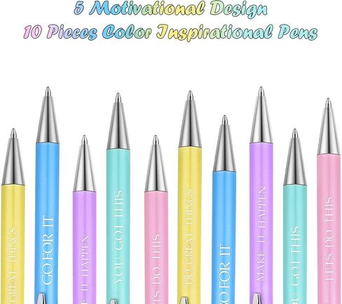 Outus 10 Pieces Inspirational Quotes Pen Motivational Ballpoint Pen with Stylus Tip Employee Appreciation Pens Colorful Metal Black Ink Pens Encouraging Stylus Pen for Christmas Gift in Saudi Arabia