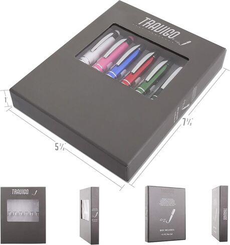 Travigo 6-Pack 3-in-1 Capacitive Stylus Tip Ballpoint Metal Pen with LED Light Set | Black Blue Red Green Pink White in Saudi Arabia