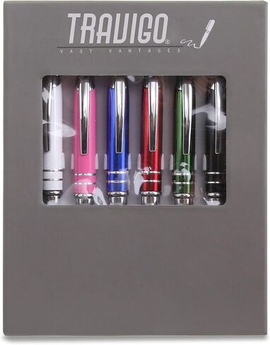Travigo 6-Pack 3-in-1 Capacitive Stylus Tip Ballpoint Metal Pen with LED Light Set | Black Blue Red Green Pink White in Saudi Arabia