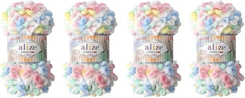 Alize Puffy Fine Color Baby Blanket Small Loop 100% Micropolyester Soft Yarn Lot of 4skn 400gr 64yds (5949) in Saudi Arabia