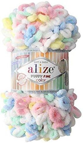 Alize Puffy Fine Color Baby Blanket Small Loop 100% Micropolyester Soft Yarn Lot of 4skn 400gr 64yds (5949) in Saudi Arabia