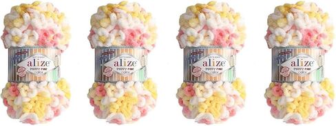 Alize Puffy Fine Color Baby Blanket Small Loop 100% Micropolyester Soft Yarn Lot of 4skn 400gr 64yds (5949) in Saudi Arabia